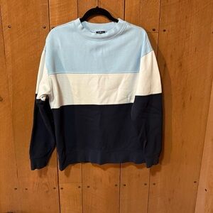 Charles River Unisex Westerly Crewneck Sweatshirt-blue/white/gray block- M